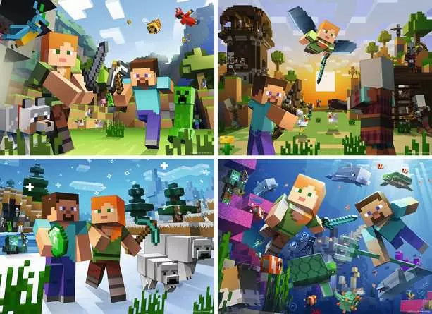 RAVENSBURGER 4 X 100 PC MINECRAFT BUMPER PACK