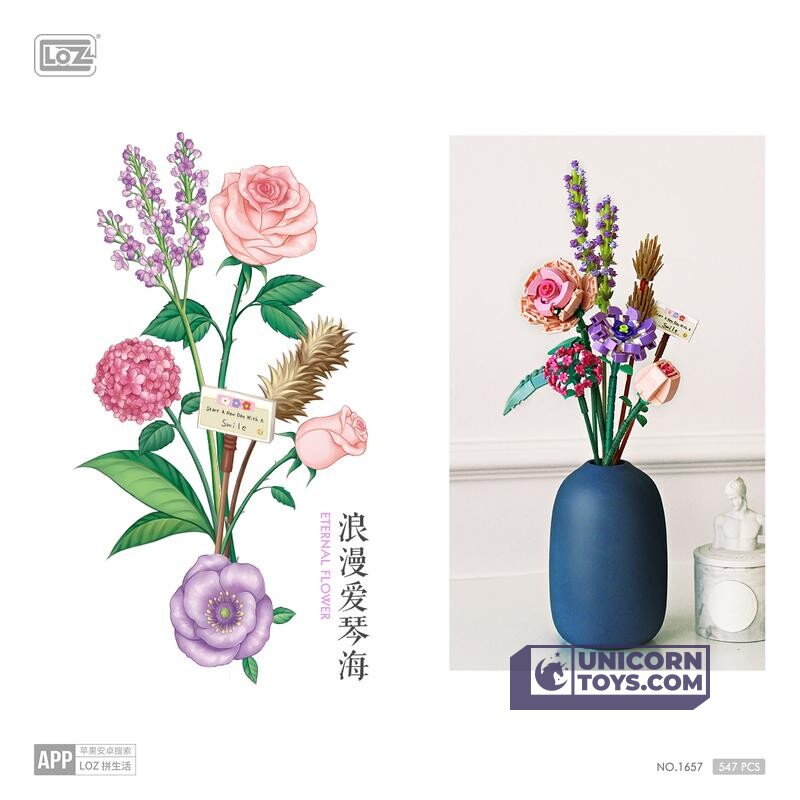 LOZ BLOCK CAMELLIA LAVENDER ORCHID ARRANGEMENT