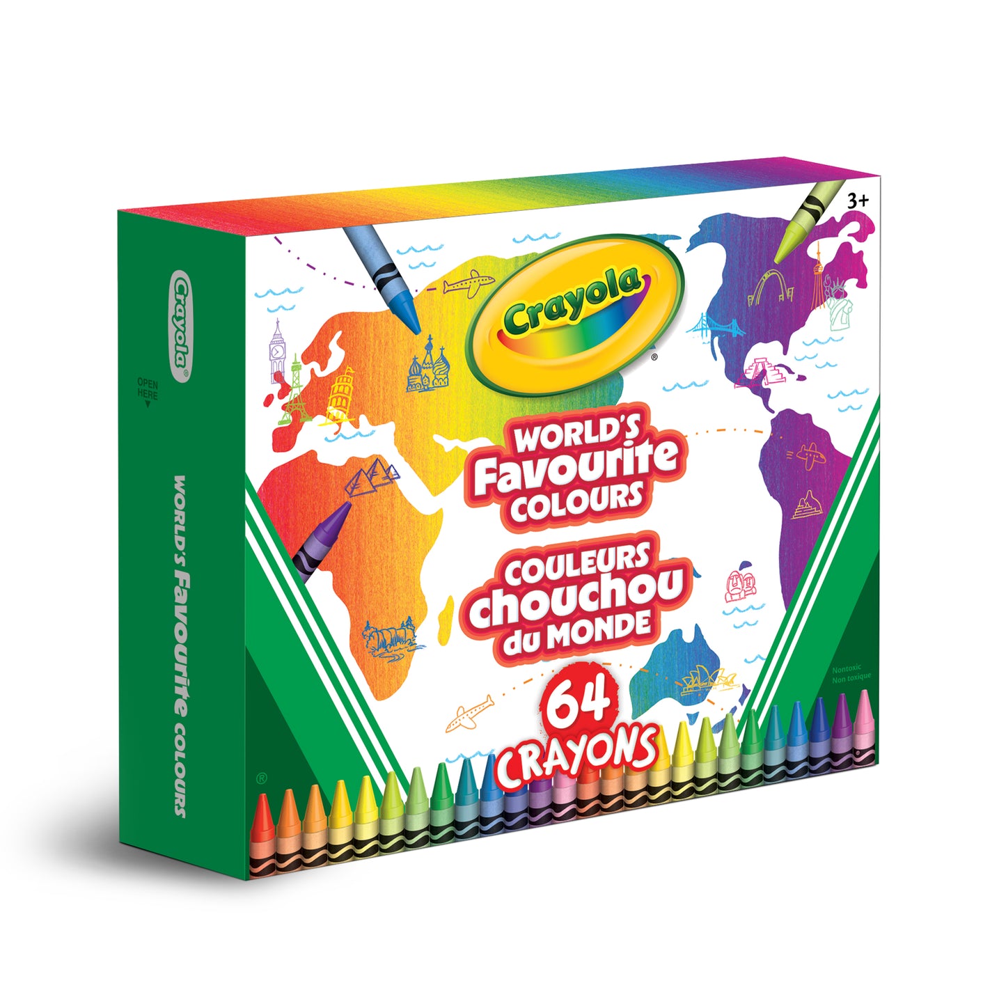 CRAYOLA CRAYONS 64 PC WORLD'S FAVOURITE COLOURS