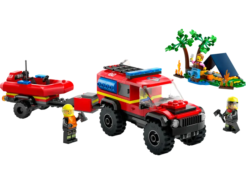 LEGO CITY 4X4 FIRE TRUCK W/ RESCUE BOAT