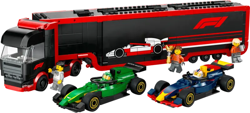 LEGO CITY F1 TRUCK W/ RB20 & AMR24 F1 CARS