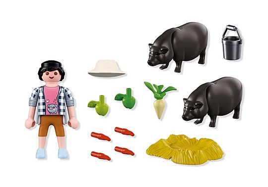 PLAYMOBIL COUNTRY FARMER WITH POTBELLIED PIGS