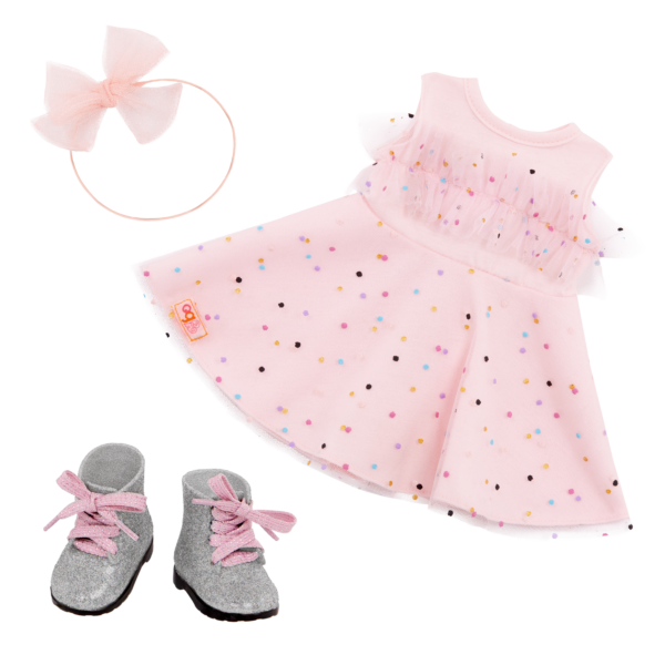 OUR GENERATION GIRLY DRESS W/ BOOTS