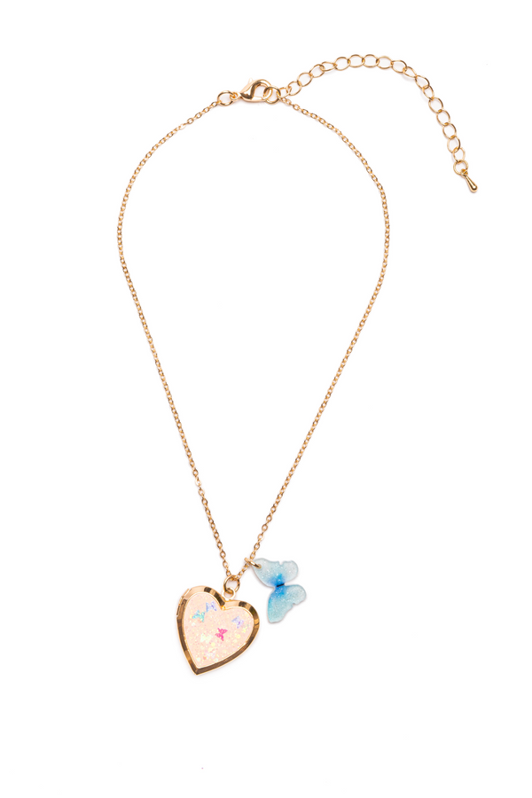 BUTTERFLY HEART LOCKET NECKLACE