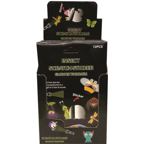 GLOW IN THE DARK SCRATCH STICKERS - INSECTS