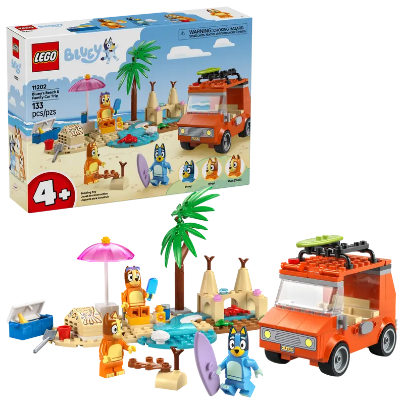 LEGO BLUEY'S BEACH & FAMILY CAR TRIP