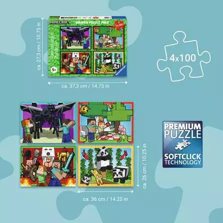 RAVENSBURGER 4 X 100 PC MINECRAFT REALMS & ADVENTURES