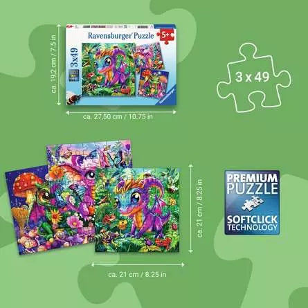 RAVENSBURGER 3 X 49 PC BABY GARDEN DRAGONS