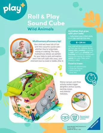 RAVENSBURGER PLAY ROLL & PLAY SOUND CUBE WILD ANIMALS