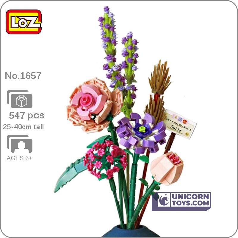 LOZ BLOCK CAMELLIA LAVENDER ORCHID ARRANGEMENT