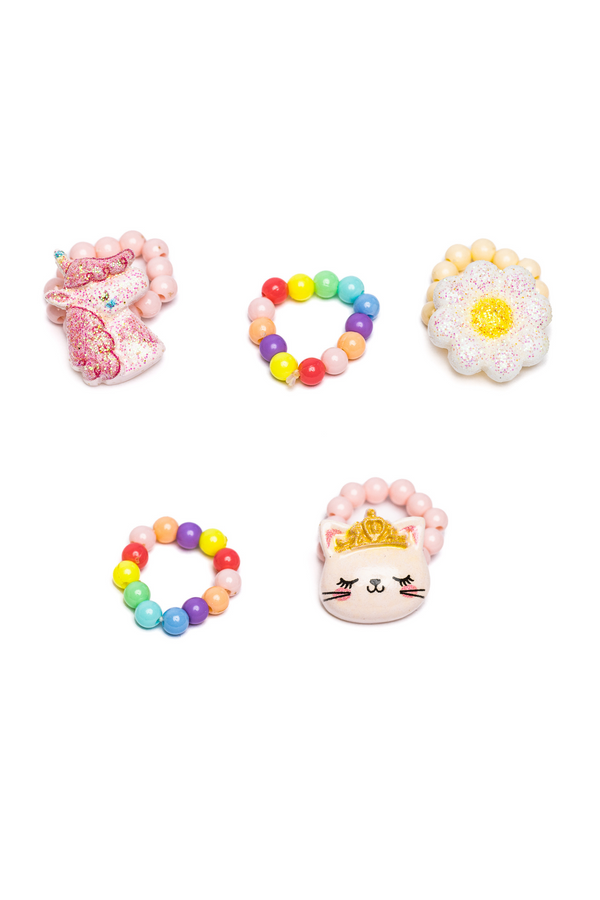 FLOWER,KITTY,UNICORN ELASTIC RING SET