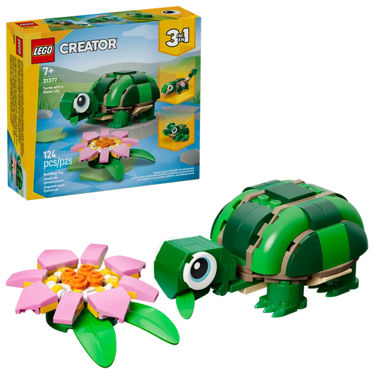LEGO CREATOR TURTLE WITH A WATER LILY FLOWER