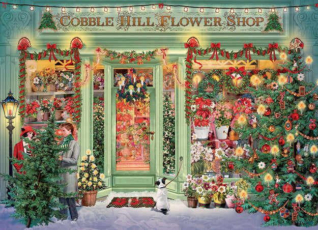 COBBLE HIL 1000 PC CHRISTMAS FLOWER SHOP