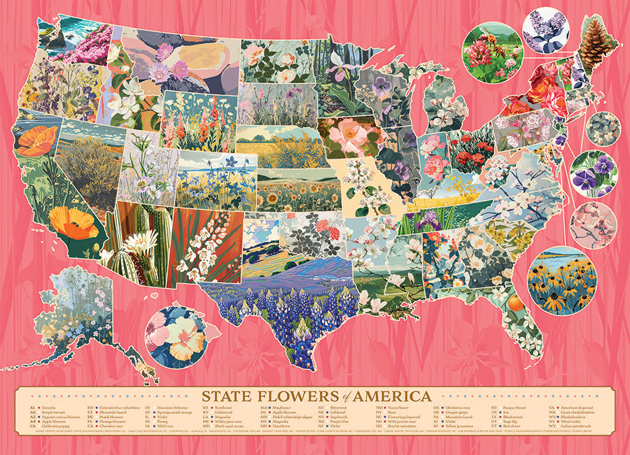 COBBLE HIL 1000 PC STATE FLOWERS OF AMERICA