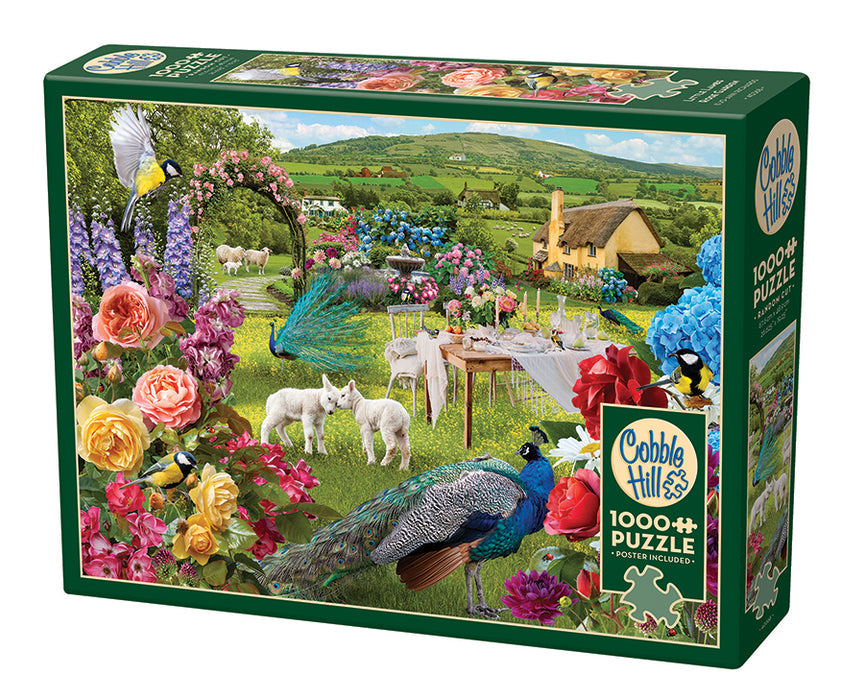 COBBLE HIL 1000 PC LITTLE LAMBS ROSE GARDEN