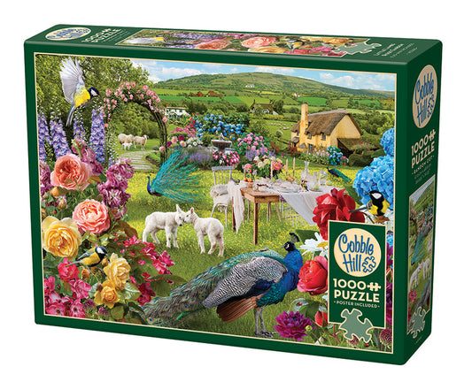 COBBLE HIL 1000 PC LITTLE LAMBS ROSE GARDEN