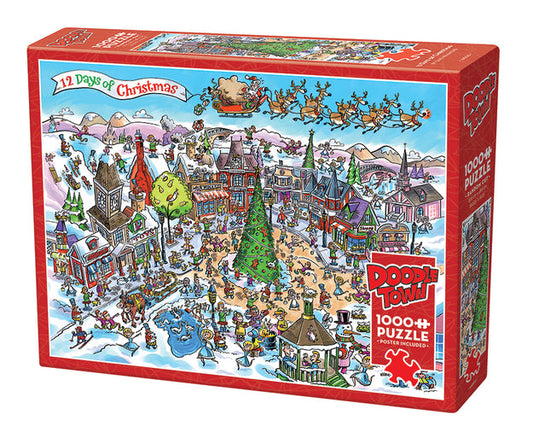 COBBLE HIL 1000 PC DOODLETOWN: 12 DAYS OF CHRISTMAS