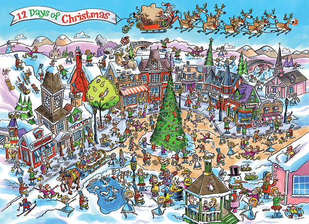 COBBLE HIL 1000 PC DOODLETOWN: 12 DAYS OF CHRISTMAS