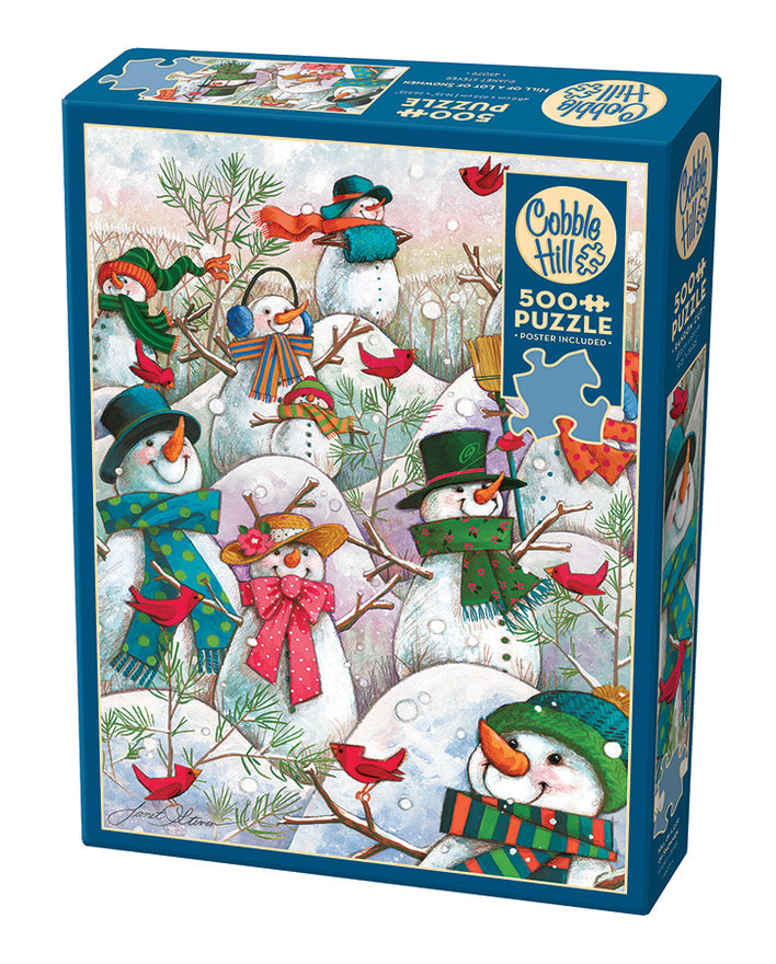 COBBLE HIL 500 PC HILL OF A LOT OF SNOWMEN