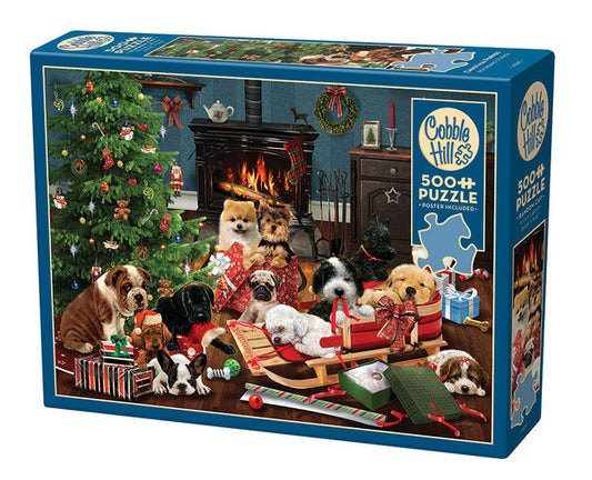 COBBLE HIL 500 PC CHRISTMAS PUPPIES