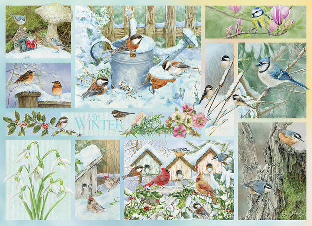 COBBLE HIL 500 PC GARDEN BIRDS IN WINTER