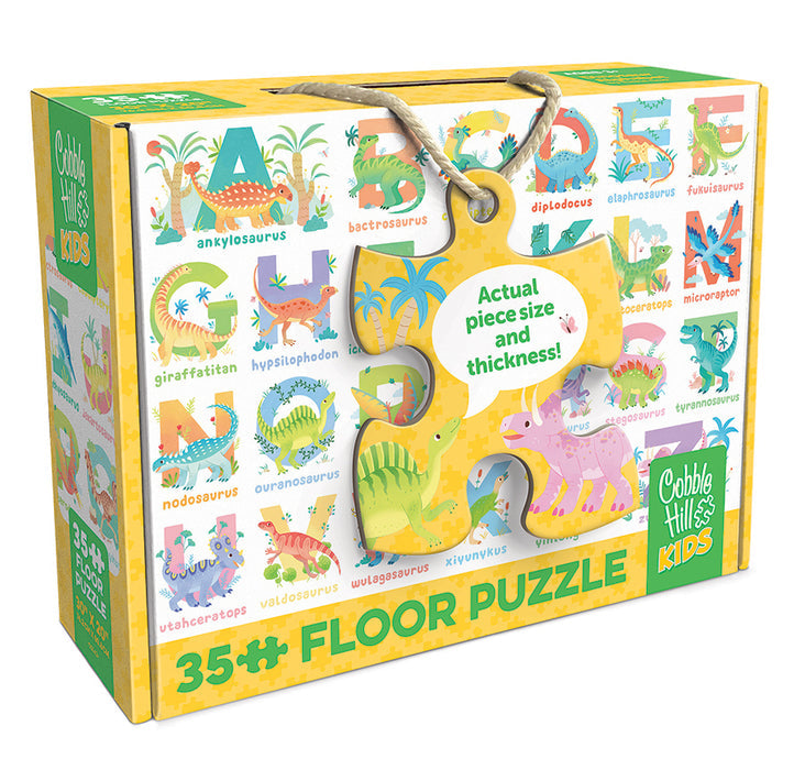 COBBLE HIL FLOOR PUZZLE-35 PC DINOSAUR ALPHABET