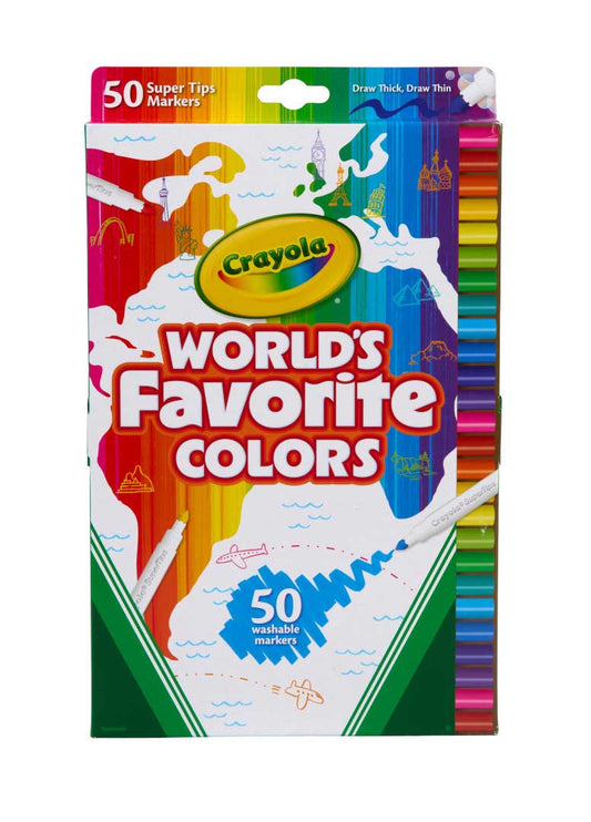 CRAYOLA MARKERS 20PC SUPER TIP WORLDS FAVOURITE COLOURS