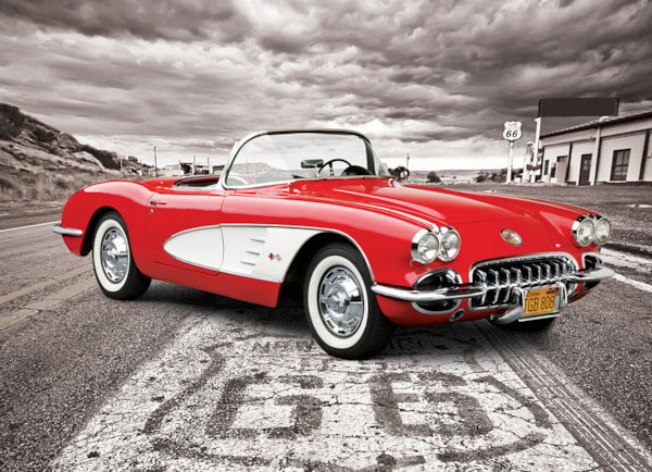 EURO 1000 PC 1959 CORVETTE DRIVING DOWN ROUTE 66