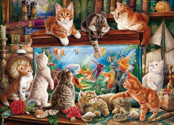 EURO 1000 PC CATS BY THE AQUARIUM