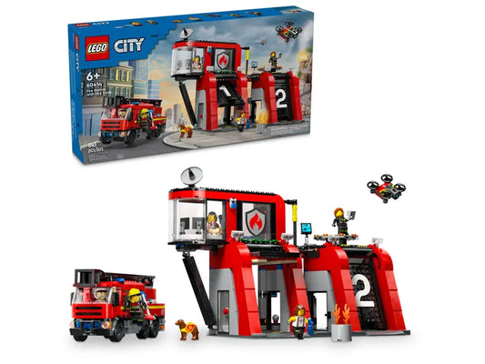 LEGO CITY FIRE STATION WITH FIRE TRUCK