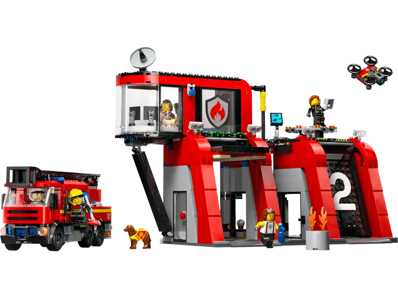 LEGO CITY FIRE STATION WITH FIRE TRUCK