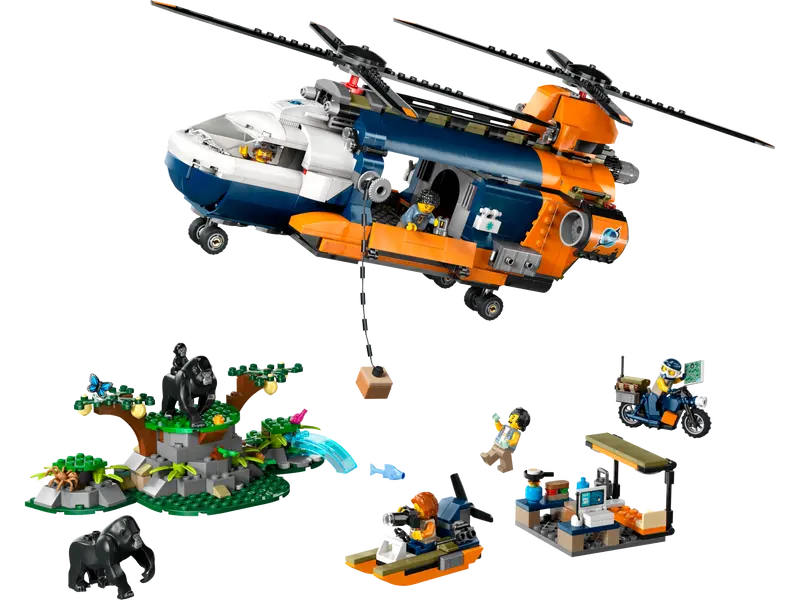 LEGO CITY JUNGLE EXPLORER HELICOPTER AT BASE CAMP