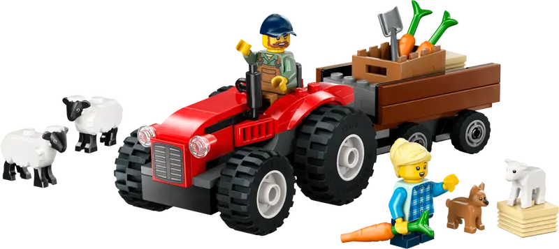 LEGO CITY RED FARM TRACTOR WITH TRAILER & SHEEP