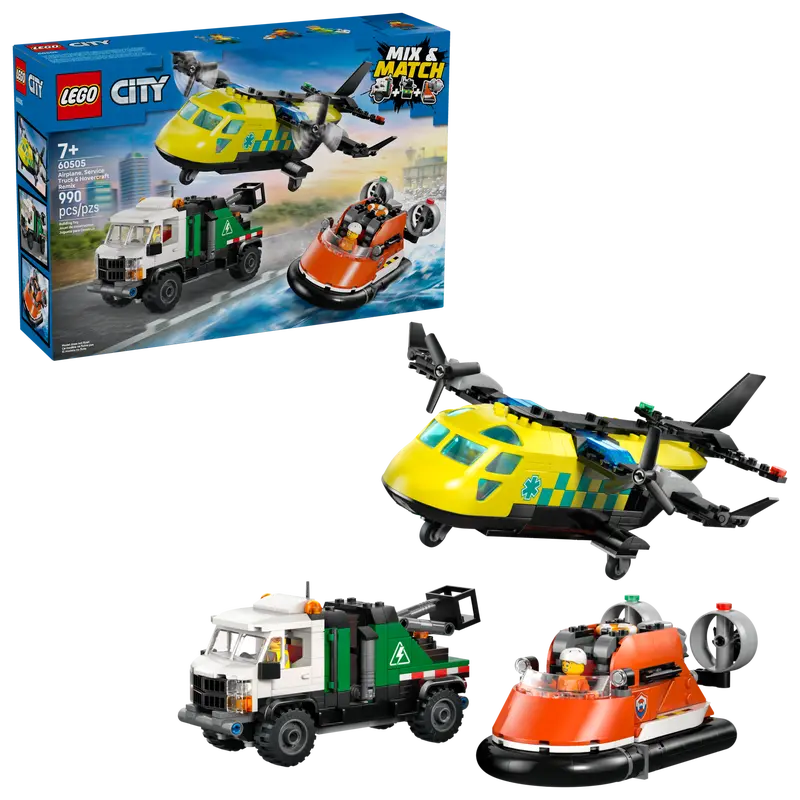 LEGO CITY AIRPLANE, SERVICE TRUCK & HOVERCRAFT REMIX