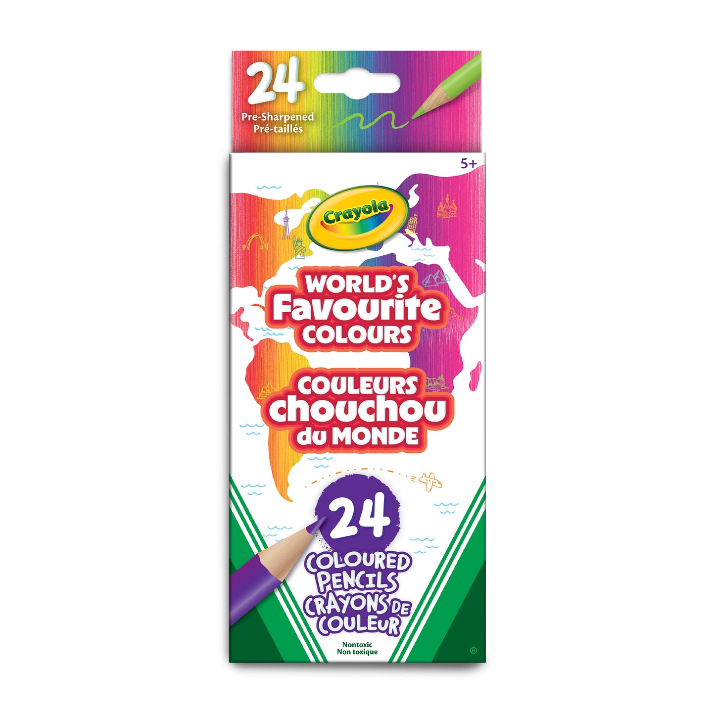 CRAYOLA PENCIL CRAYONS 24PK WORLD'S FAVOURITE COLOURS
