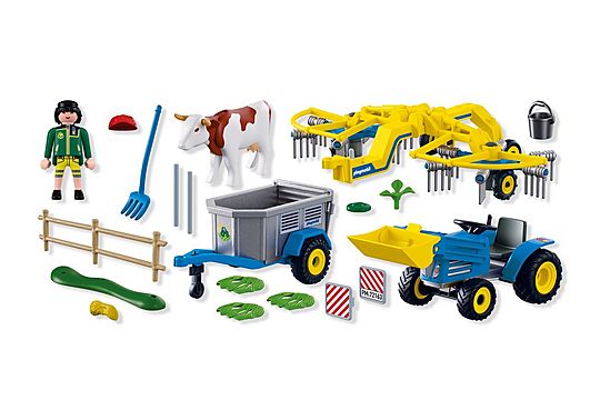 PLAYMOBIL COUNTRY TRACTOR WITH HAY SWATHER