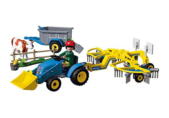PLAYMOBIL COUNTRY TRACTOR WITH HAY SWATHER