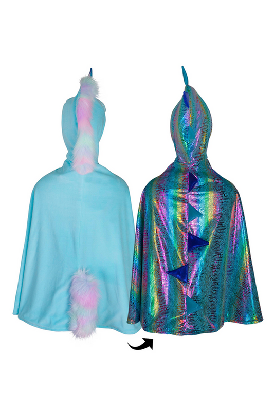 RAINBOW REVERSIBLE UNICORN/DRAGON CAPE