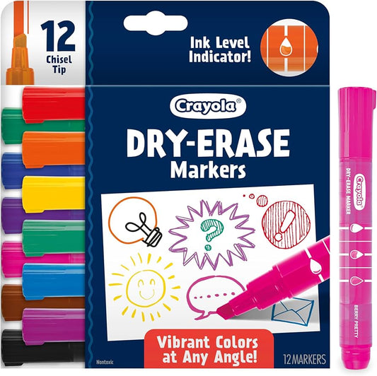 CRAYOLA MARKERS 12PK DRY-ERASE