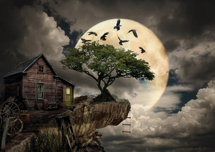 ENJOY 1000 PC A LOG CABIN ON A CLIFF