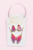 BUTTERFLY NECKLACE & STUDDED EARRING SET