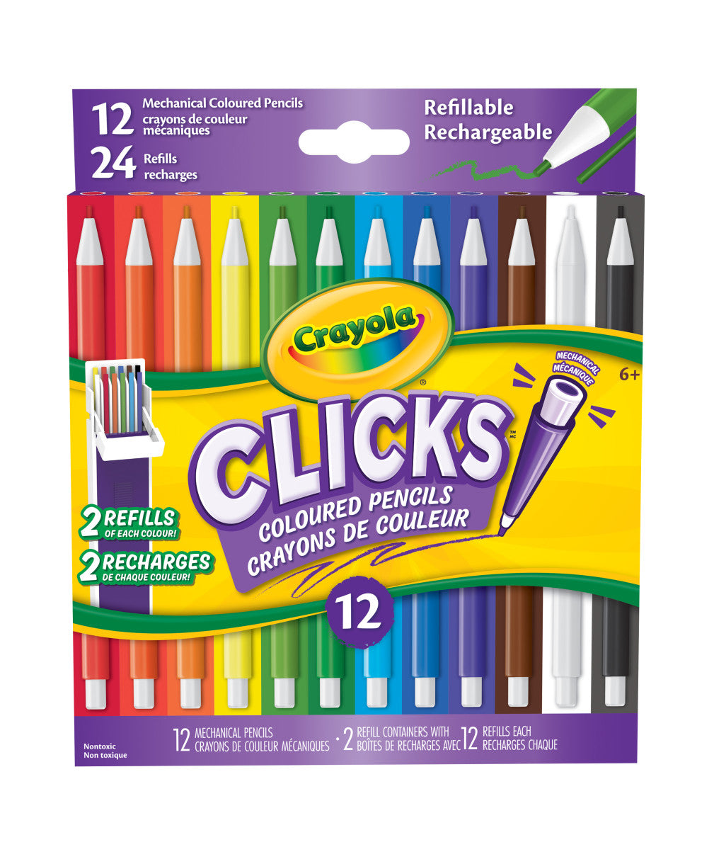CRAYOLA CLICKS MECHANICAL CLASSIC COLOURED PENCILS