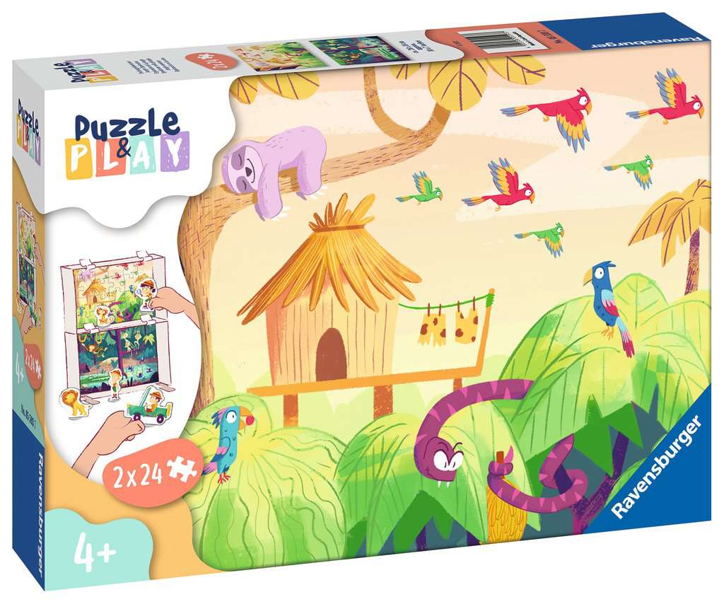 RAVENSBURG 2 X 24 PC PUZZLE & PLAY: JUNGLE EXPLORATION