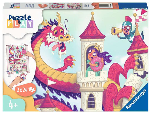 RAVENSBURG 2 X 24 PC PUZZLE & PLAY: THE DONUT DRAGON