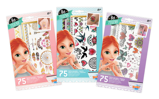 BE TEENS TEMPORARY TATTOOS - FLORAL/METALLIC