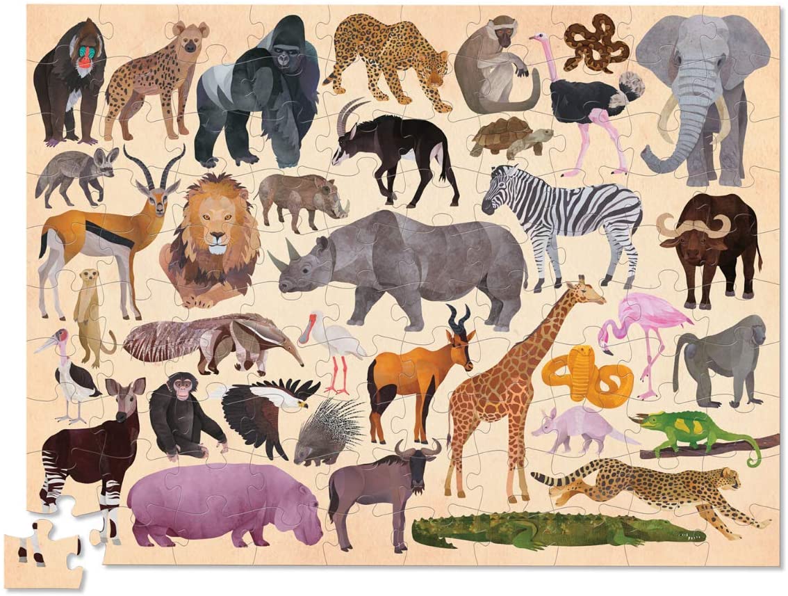 CROCODILE CREEK THIRTY SIX WILD ANIMALS PUZZLE - 100 PIECES