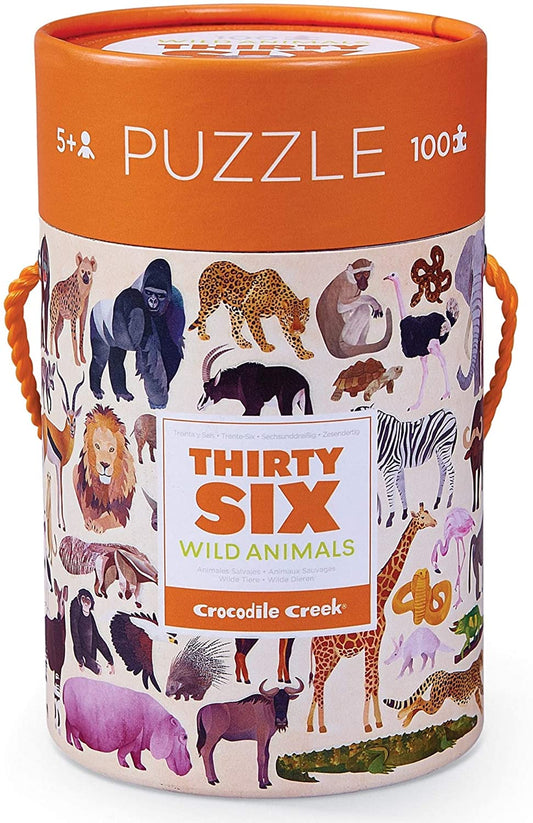 CROCODILE CREEK THIRTY SIX WILD ANIMALS PUZZLE - 100 PIECES