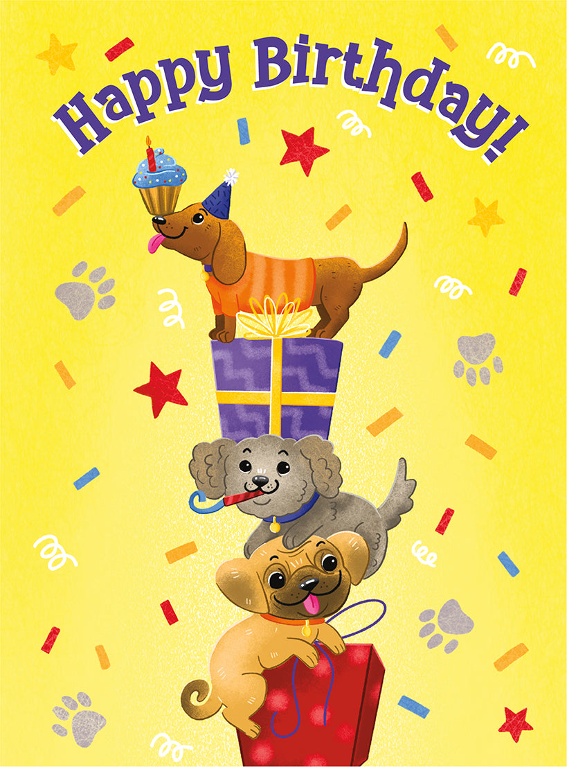 STACKING DOGS TRI-FOLD CARD