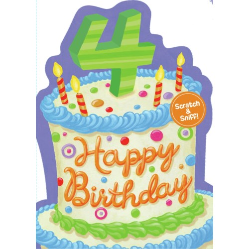 SCRATCH & SNIFF BIRTHDAY CARD AGE 4 VANILLA CAKE