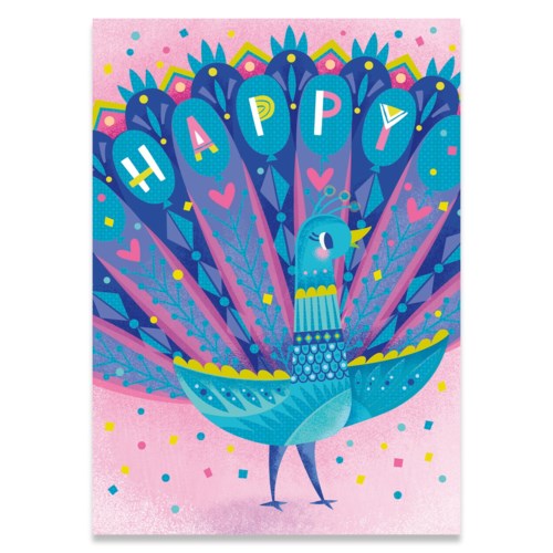 SPECTACULAR PEACOCK BIRTHDAY CARD